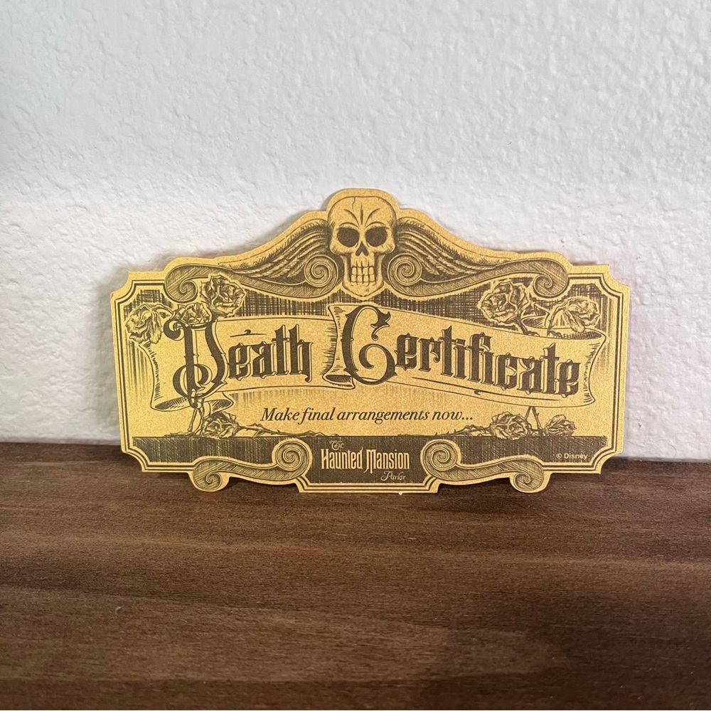 Disney Cruise Line Treasure Haunted Mansion Parlor Death Certificate Card DCL